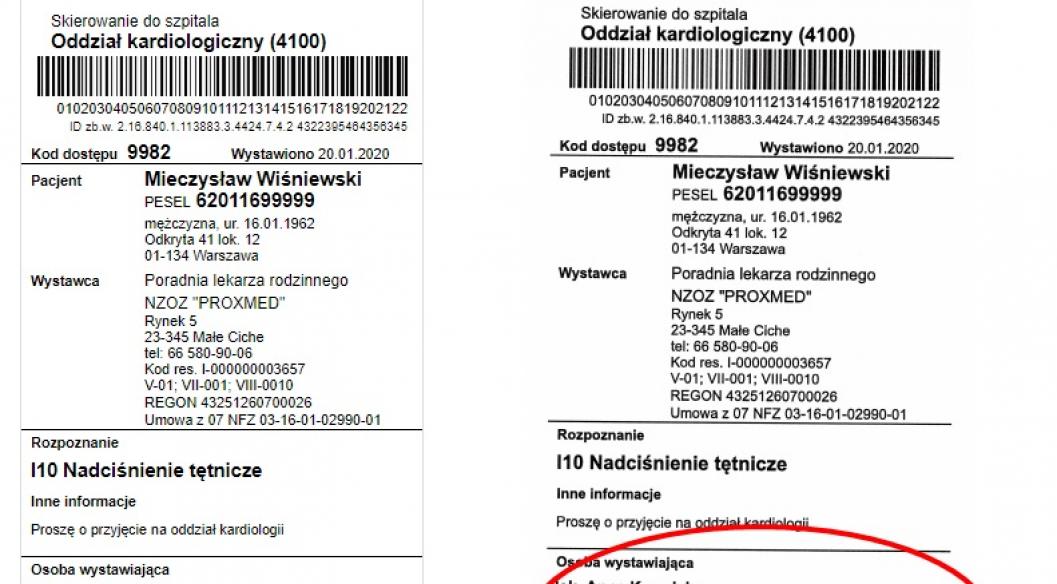 Infografika - Wydruk informacyjny oraz Podpisany wydruk informacyjny będący również skierowaniem papierowym