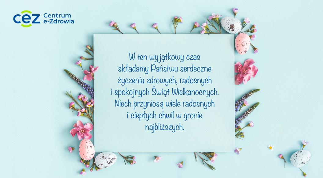 Napis - W ten wyjątkowy czas składamy Państwu serdeczne życzenia zdrowych, radosnych i spokojnych Świąt Wielkanocnych. Niech przyniosą wiele radosnych i ciepłych chwil w gronie najbliższych