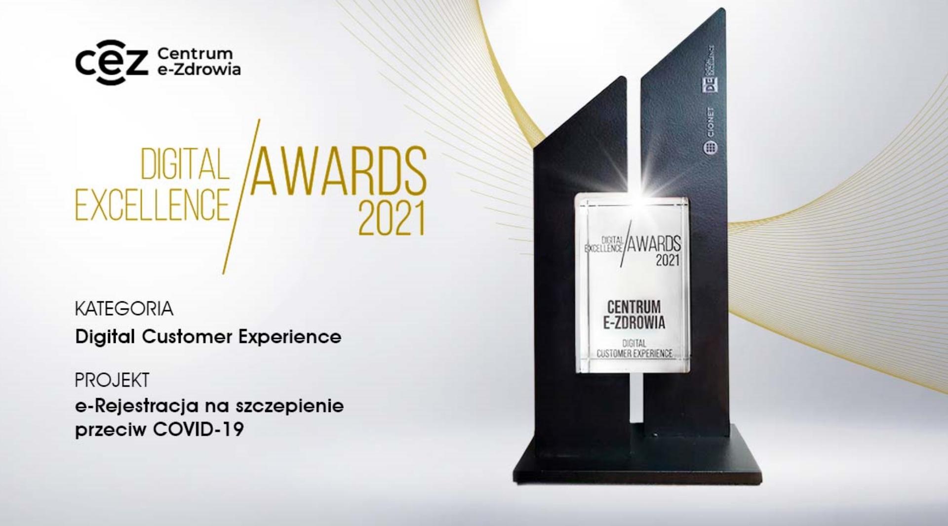 Statuetka w obszarze Digital Customer Experience za system e-Rejestracji na szczepienie przeciw COVID-19