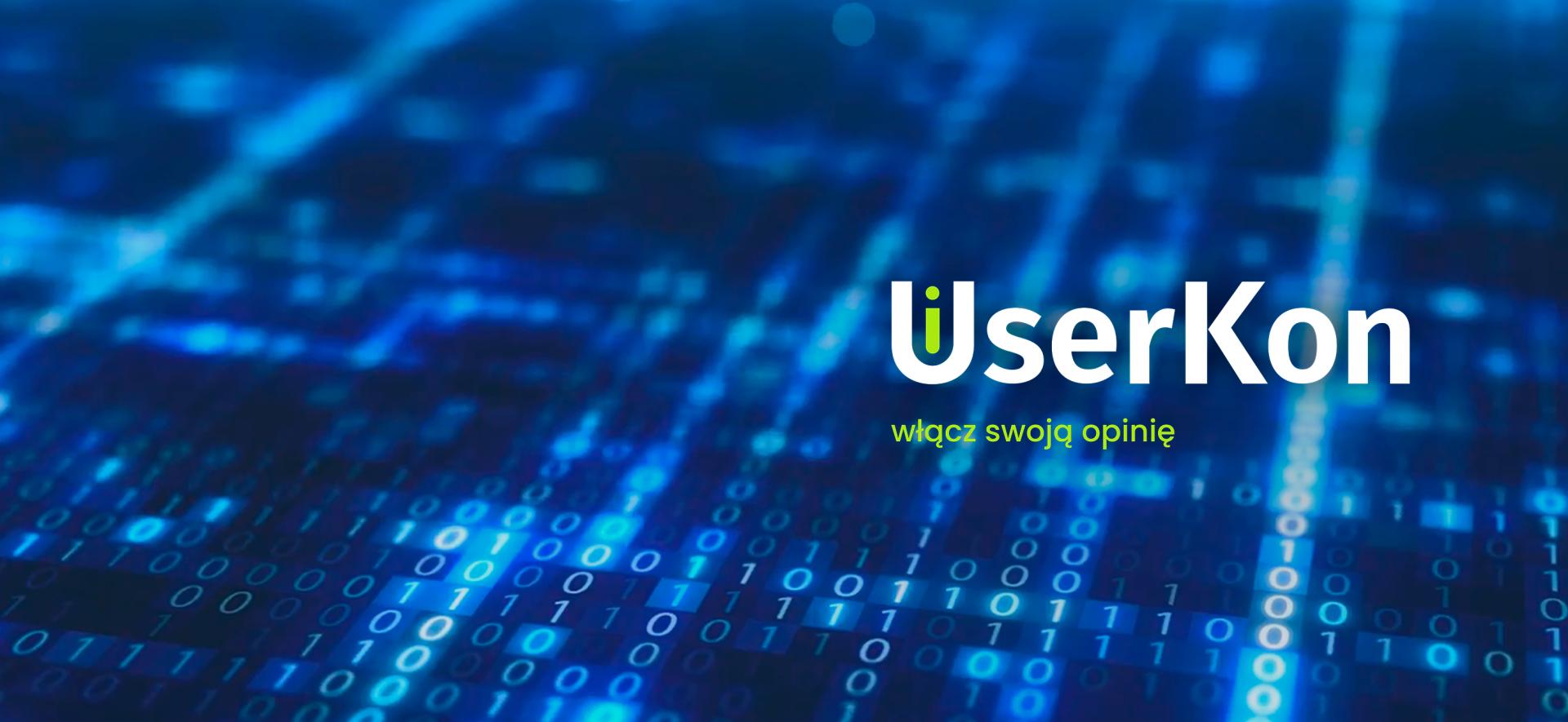 Abstrakcyjna gafika z hasłem UserKon