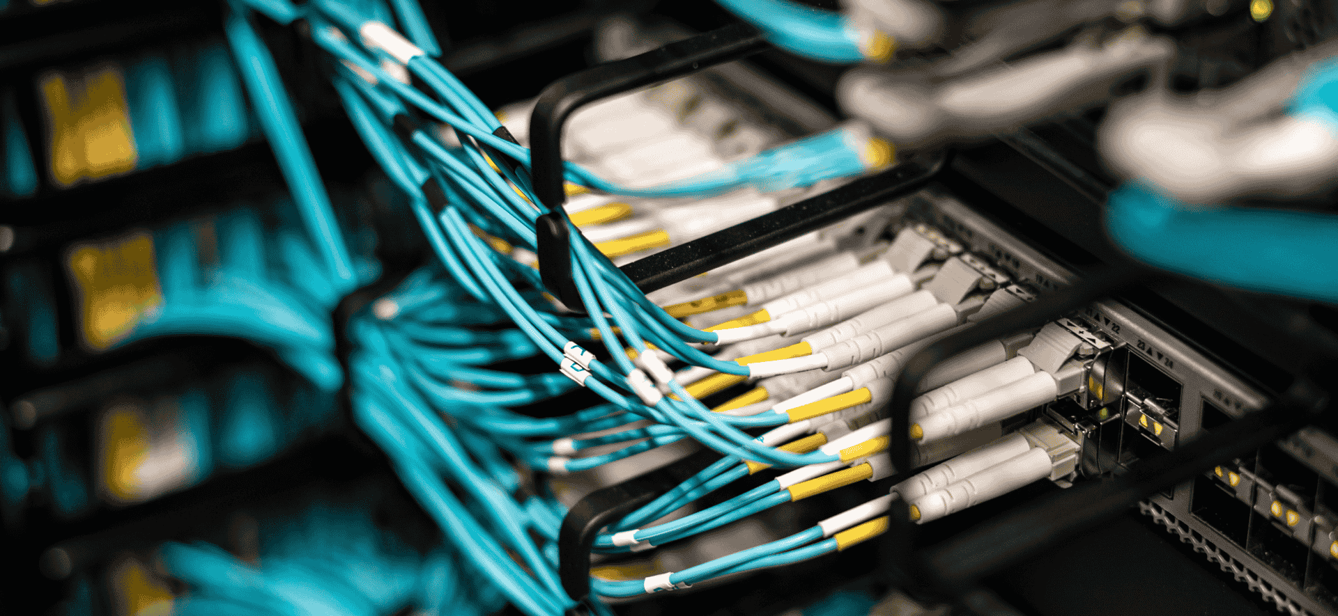 kable podłączone do serwera