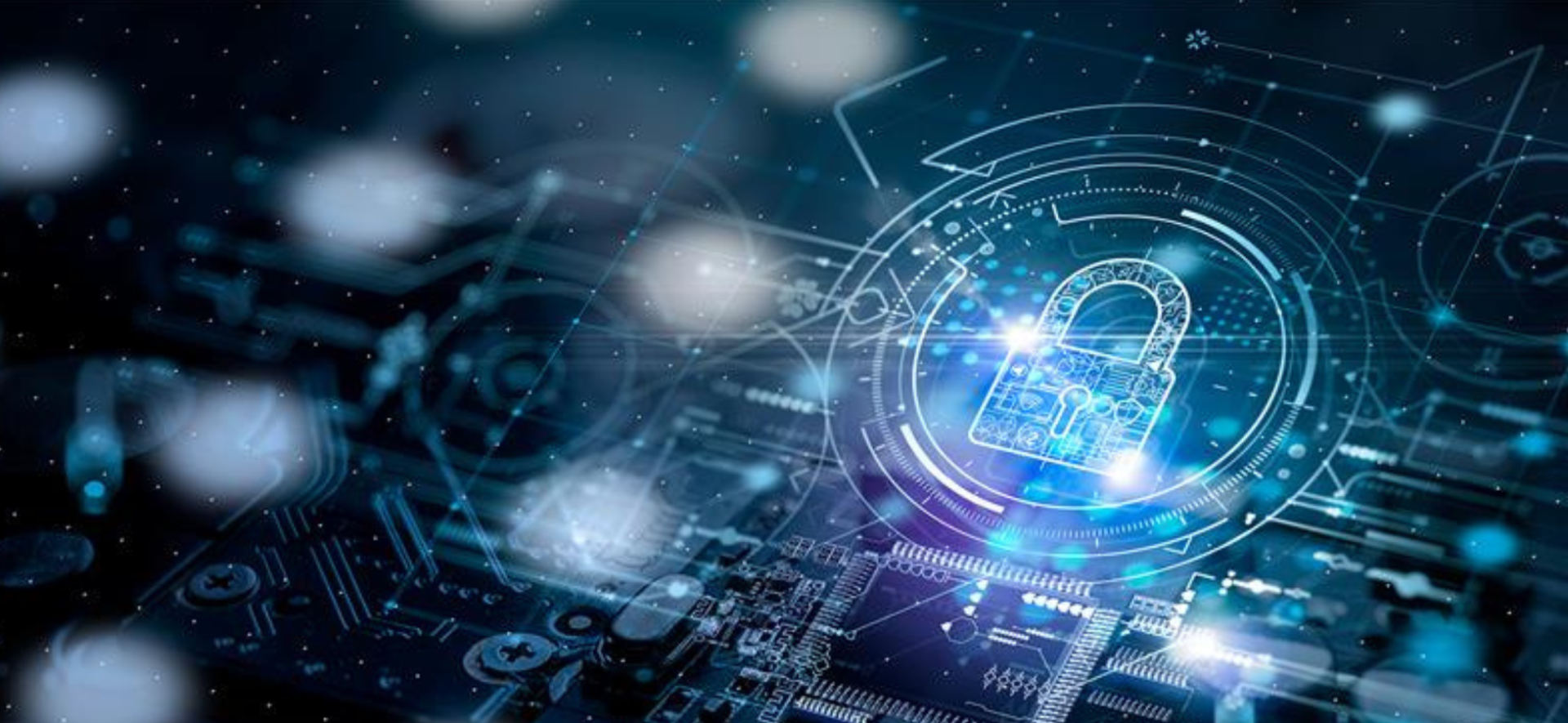 graficzna reprezentacja cyberbezpieczeństwa, cyfrowe połączenia i kłódki symbolizujące bezpieczeństwo