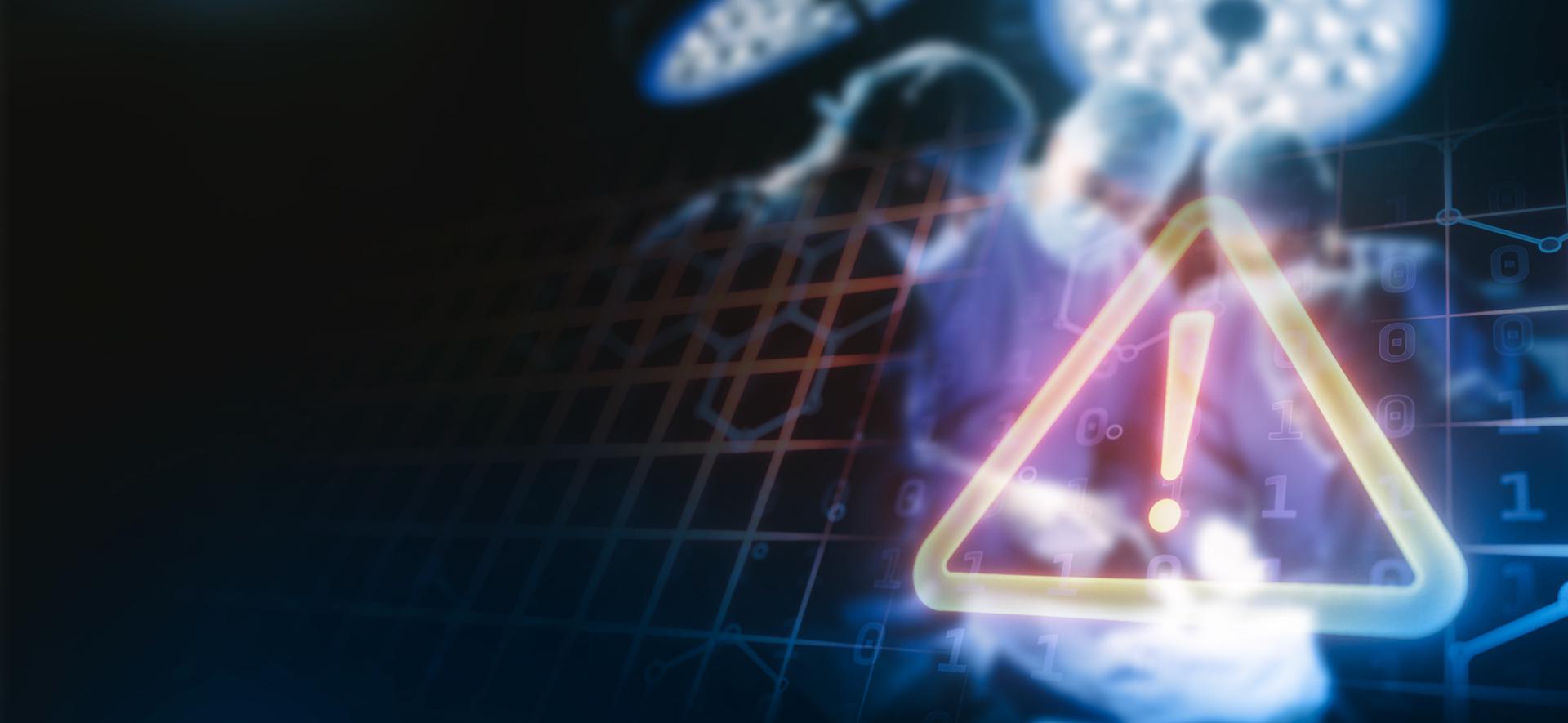 cyfrowy trójkąt ostrzegawczy z wykrzyknikiem