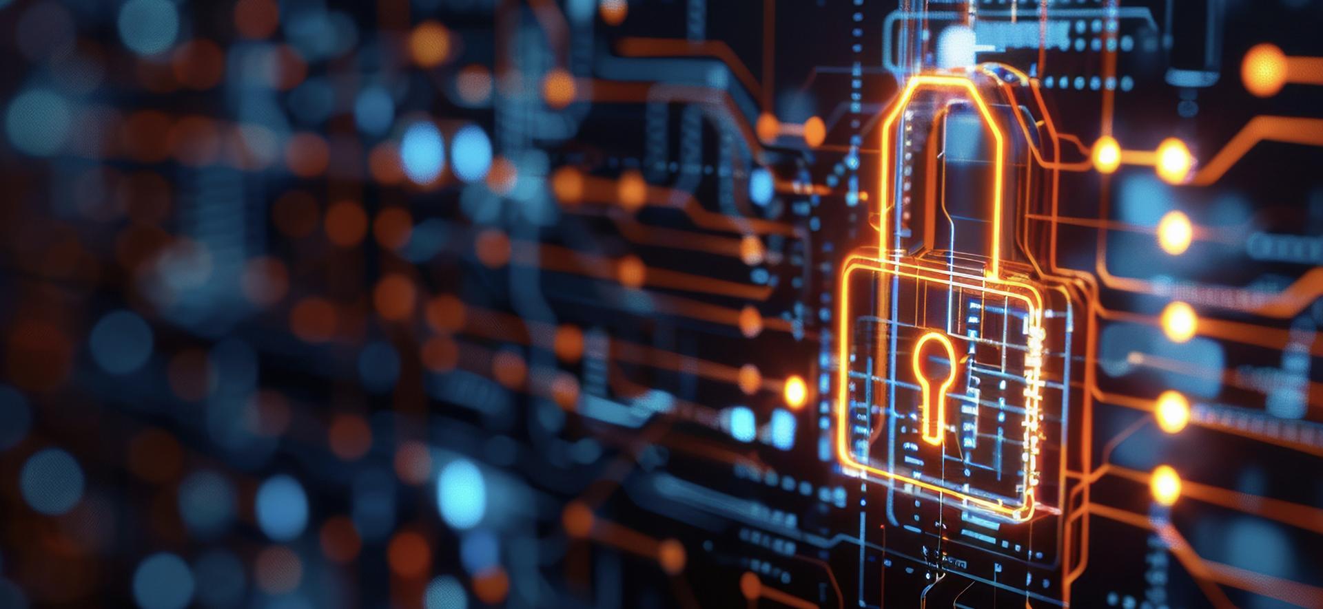 cyberkłódka lewitująca na tle układu zespolonego