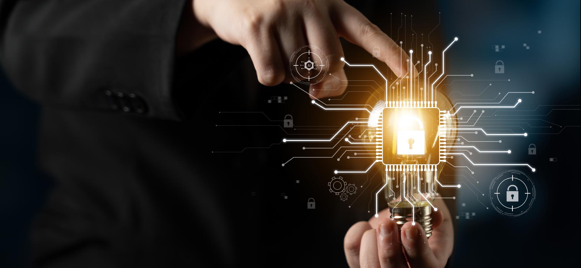 świecący procesor unoszący się nad ręką