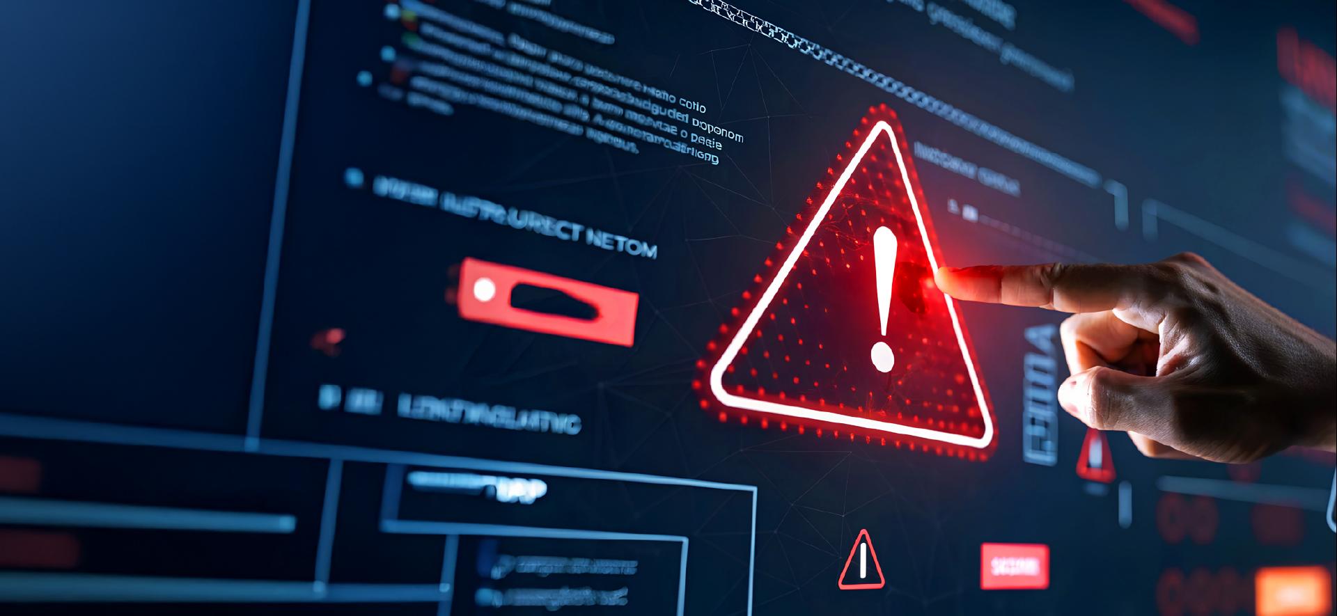 czerwony trójkąt z wykrzyknikiem w środku na tle plików