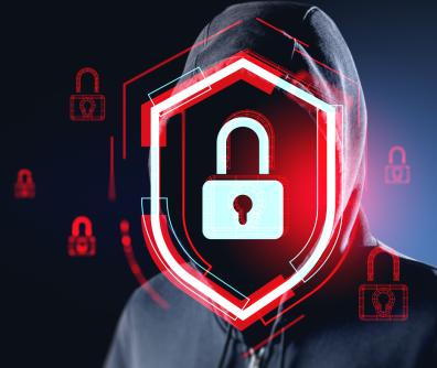 czerwona ikona tarczy z kłódką w środku