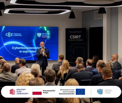 Minister Zdrowia Tomasz Maciejewski podczas konferencji cyberbezpieczeństwo w szpitalach