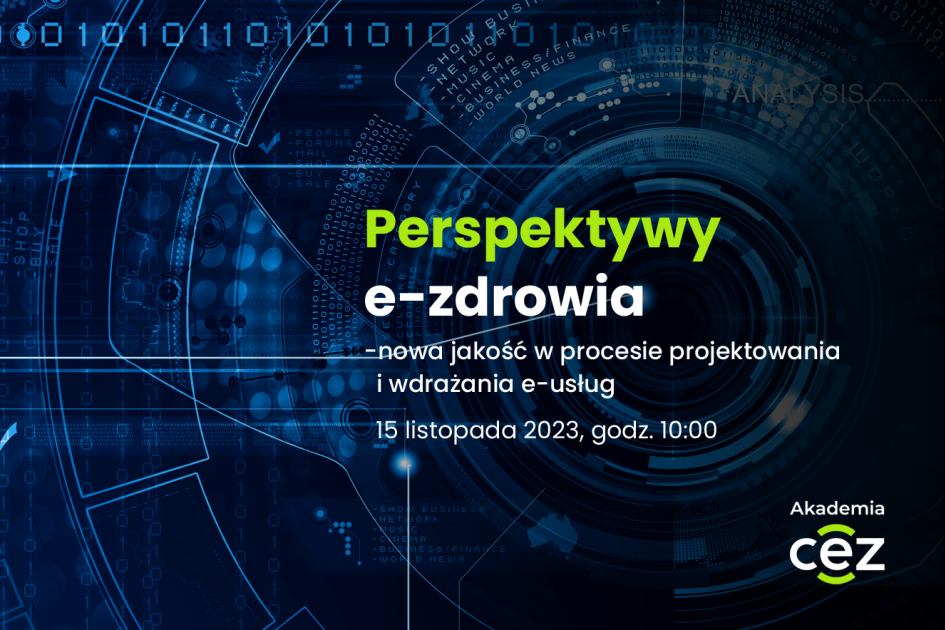 Grafika z napisem "Perspektywy e-zdrowia" 
