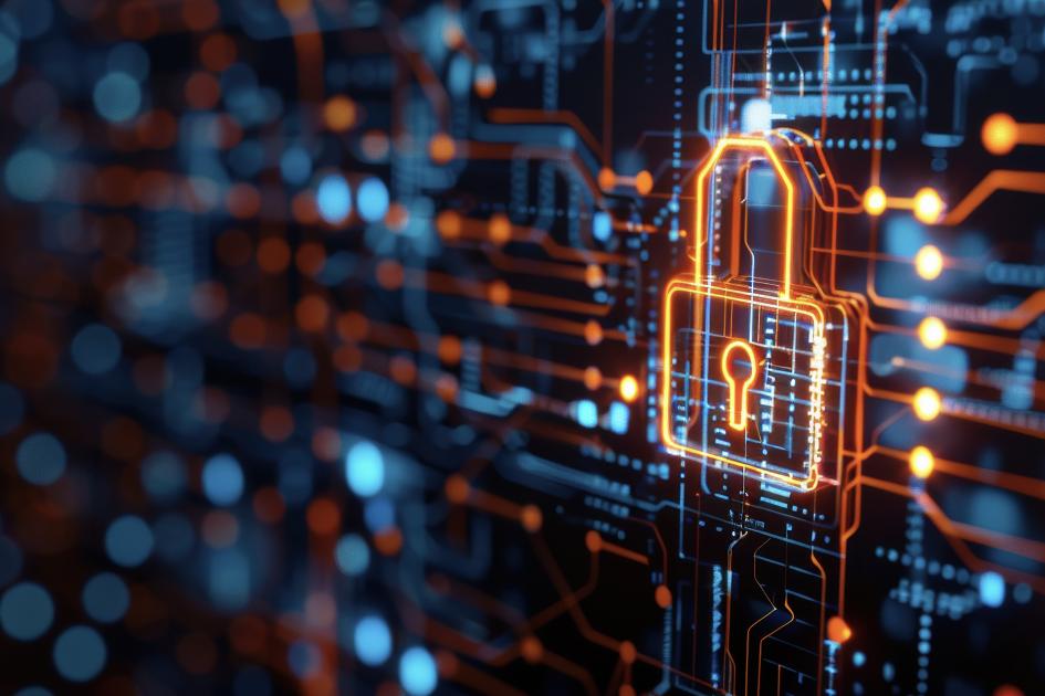 cyberkłódka lewitująca na tle układu zespolonego