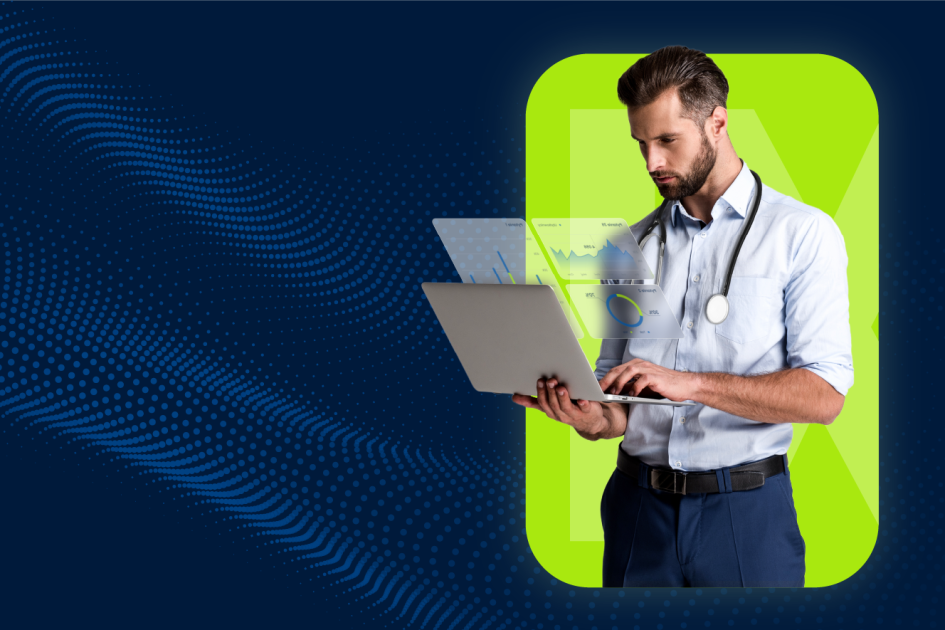 Mężczyzna uzupełniający ankietę internetową