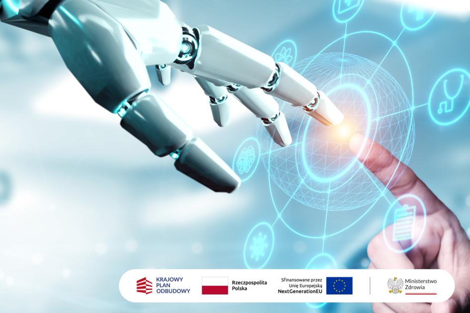 ręka człowieka dotyka ręki robota