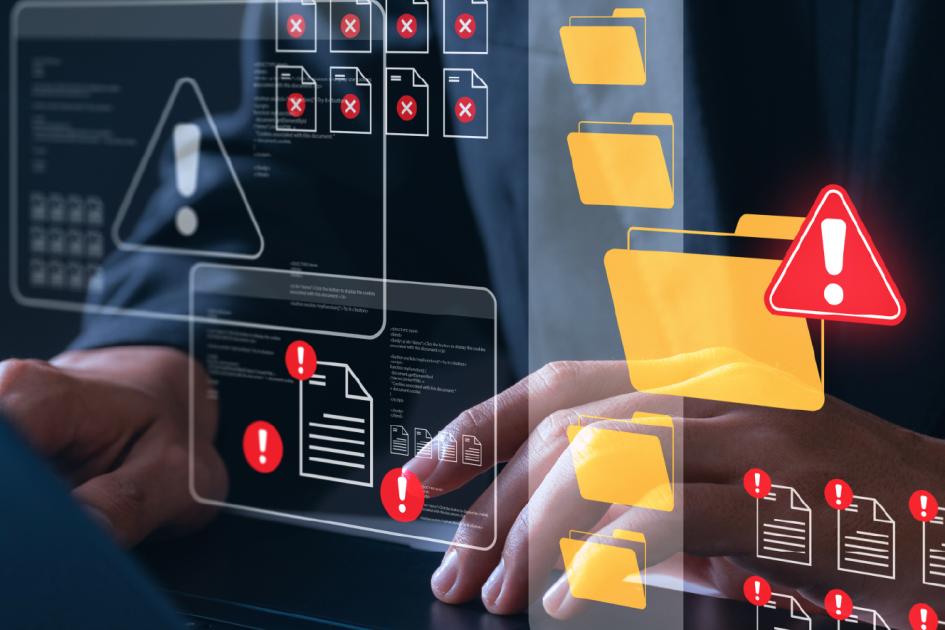 ikony folderów i wykrzykników