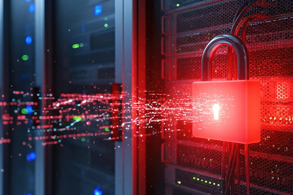 graficzna reprezentacja danych wypływających z czerwonej kłódki na szafie serwera