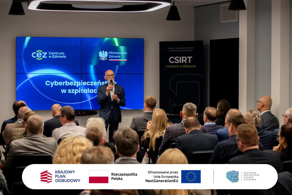 Minister Zdrowia Tomasz Maciejewski podczas konferencji cyberbezpieczeństwo w szpitalach